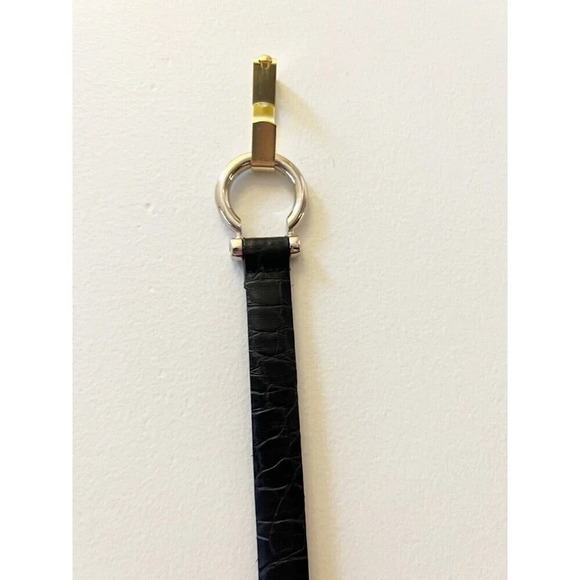 Sandy Duftler Designs Belt 34 M Embossed Leather Black Silver Buckle 5613 USA - Picture 4 of 10